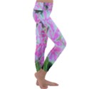 Hot Pink And White Peppermint Twist Garden Phlox Kids  Lightweight Velour Classic Yoga Leggings View3