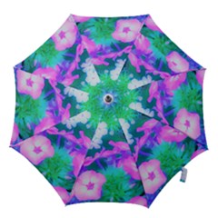 Pink, Green, Blue And White Garden Phlox Flowers Hook Handle Umbrellas (small) by myrubiogarden