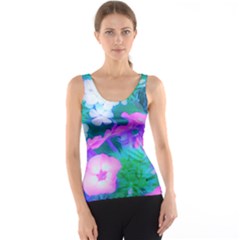 Pink, Green, Blue And White Garden Phlox Flowers Tank Top