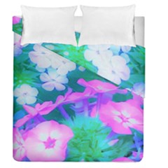 Pink, Green, Blue And White Garden Phlox Flowers Duvet Cover Double Side (queen Size) by myrubiogarden