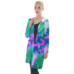 Pink, Green, Blue And White Garden Phlox Flowers Hooded Pocket Cardigan