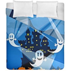 Halloween Ghosts Haunted House Duvet Cover Double Side (california King Size) by Wegoenart