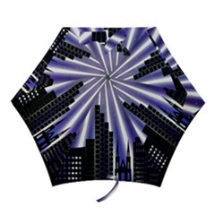 Superhero Background Lights City Mini Folding Umbrellas