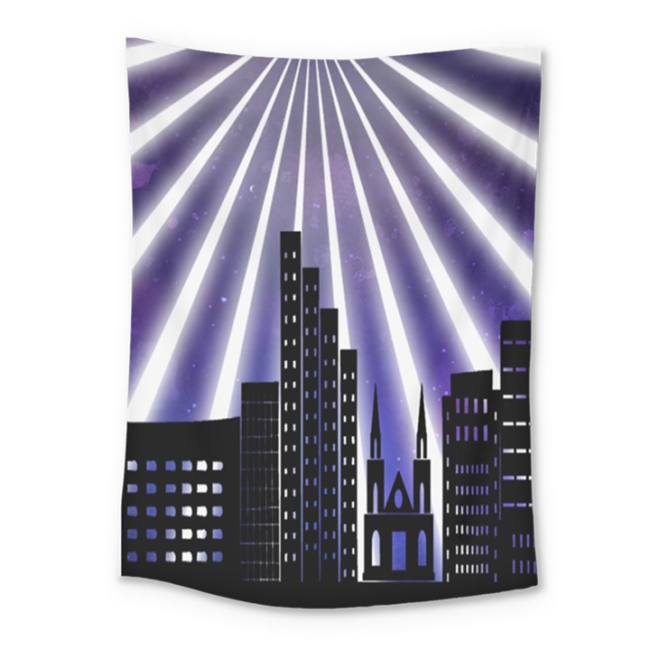 Superhero Background Lights City Medium Tapestry