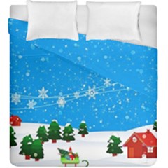 Elf On A Shelf In Sled Snowflakes Duvet Cover Double Side (king Size) by Wegoenart