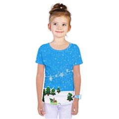 Elf On A Shelf In Sled Snowflakes Kids  One Piece Tee