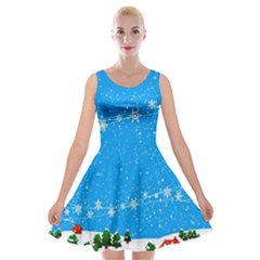 Elf On A Shelf In Sled Snowflakes Velvet Skater Dress by Wegoenart