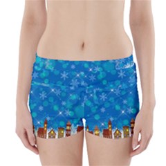 Winter Village Snow Brick Buildings Boyleg Bikini Wrap Bottoms by Wegoenart