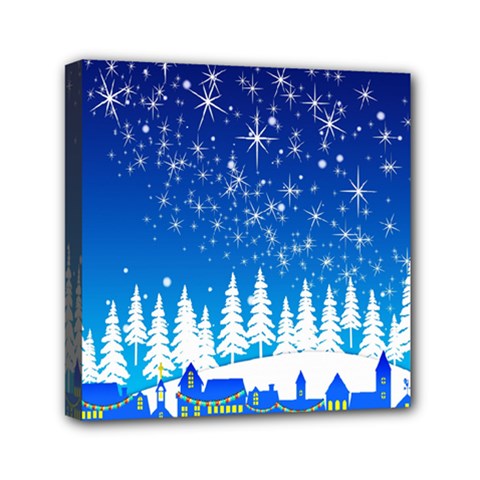 Snowflakes Snowy Landscape Reindeer Mini Canvas 6  X 6  (stretched)