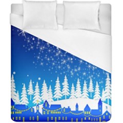 Snowflakes Snowy Landscape Reindeer Duvet Cover (california King Size) by Wegoenart