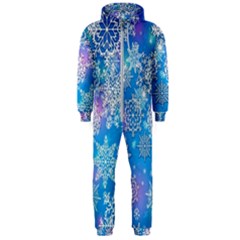 Snowflake Background Blue Purple Hooded Jumpsuit (men)  by Wegoenart