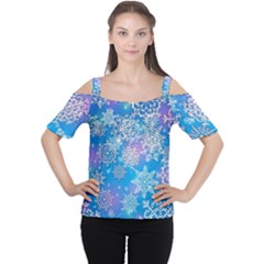 Snowflake Background Blue Purple Cutout Shoulder Tee