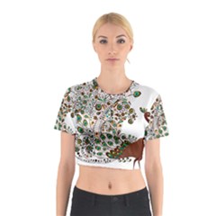 Peacock Graceful Bird Animal Cotton Crop Top by Wegoenart