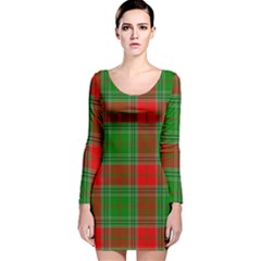 Lumberjack Plaid Buffalo Plaid Long Sleeve Velvet Bodycon Dress by Wegoenart