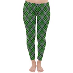 Lumberjack Plaid Buffalo Plaid Green White Classic Winter Leggings by Wegoenart