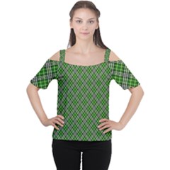 Lumberjack Plaid Buffalo Plaid Green White Cutout Shoulder Tee