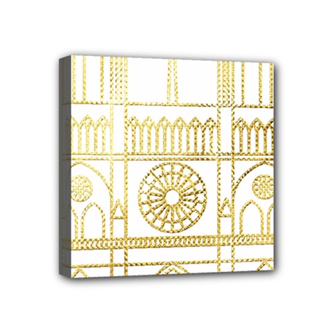 Gold Foil Notre Dame Church Paris Mini Canvas 4  X 4  (stretched) by Wegoenart