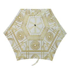 Gold Foil Notre Dame Church Paris Mini Folding Umbrellas by Wegoenart