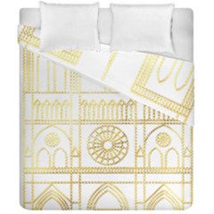 Gold Foil Notre Dame Church Paris Duvet Cover Double Side (california King Size) by Wegoenart