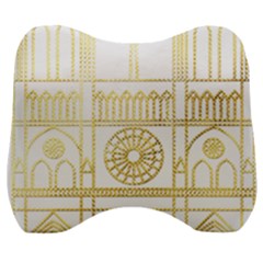 Gold Foil Notre Dame Church Paris Velour Head Support Cushion by Wegoenart