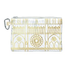 Gold Foil Notre Dame Church Paris Canvas Cosmetic Bag (large) by Wegoenart