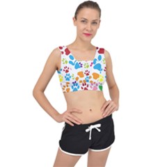 Paw Print Paw Prints Background V-back Sports Bra by Wegoenart