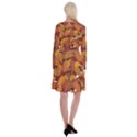 Leaves Pattern Long Sleeve Velvet Front Wrap Dress View2