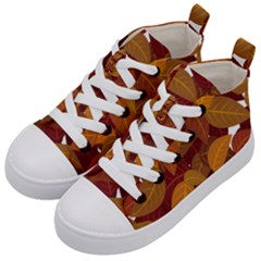 Leaves Pattern Kid s Mid-top Canvas Sneakers