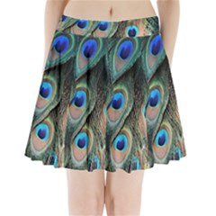 Peacock Feathers Bird Colorful Pleated Mini Skirt by Wegoenart