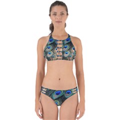 Peacock Feathers Bird Colorful Perfectly Cut Out Bikini Set