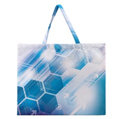 Hexagon Euclidean Vector Gradient Del  Blue Color Science And Technology Zipper Large Tote Bag by Wegoenart