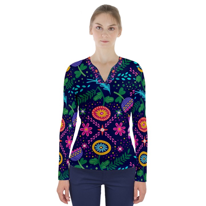 Pattern Nature Design Patterns V-Neck Long Sleeve Top