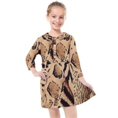 Animal Pattern Design Print Texture Kids  Quarter Sleeve Shirt Dress by Wegoenart