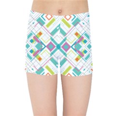 Graphic Design Geometry Shape Pattern Geometric Kids Sports Shorts by Wegoenart