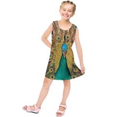 Peacock Feather Bird Peafowl Kids  Tunic Dress