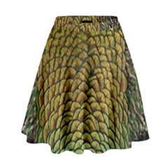 Peacock Bird Feather Color High Waist Skirt by Wegoenart