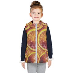 Blood Orange Fruit Citrus Fruits Kid s Hooded Puffer Vest by Wegoenart