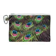 Peacock Feathers Feather Color Canvas Cosmetic Bag (large)