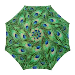 Peacock Feathers Peafowl Golf Umbrellas by Wegoenart