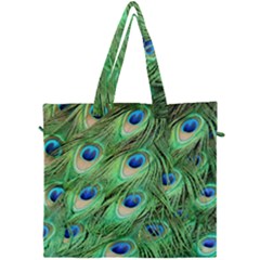 Peacock Feathers Peafowl Canvas Travel Bag by Wegoenart