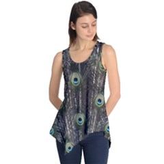 Background Peacock Feathers Sleeveless Tunic by Wegoenart