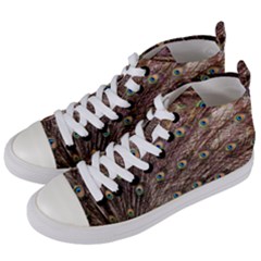 Peacock Feathers Wheel Plumage Women s Mid-top Canvas Sneakers by Wegoenart