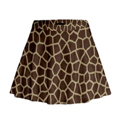 Giraffe Animal Print Skin Fur Mini Flare Skirt by Wegoenart