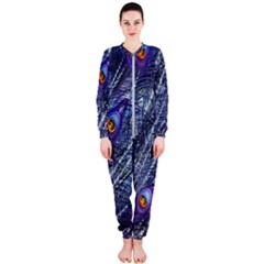 Peacock Feathers Color Plumage Onepiece Jumpsuit (ladies)  by Wegoenart