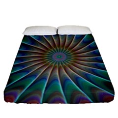 Fractal Peacock Rendering Fitted Sheet (queen Size)