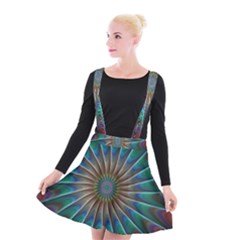 Fractal Peacock Rendering Suspender Skater Skirt by Wegoenart