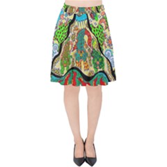 Supersonic Volcanic Sunmoon Faces Velvet High Waist Skirt by chellerayartisans