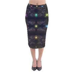 Abstract Sphere Box Space Hyper Velvet Midi Pencil Skirt by Simbadda