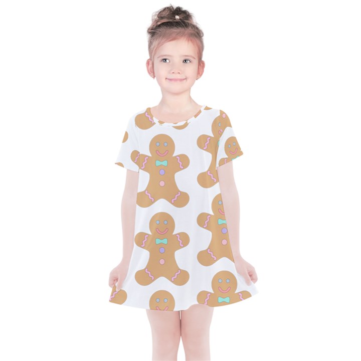 Pattern Christmas Biscuits Pastries Kids  Simple Cotton Dress