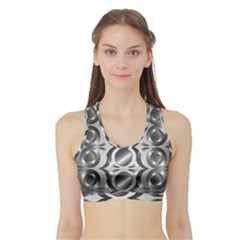 Metal Circle Background Ring Sports Bra With Border by Simbadda